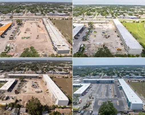 Aerial drone view of the Nest Apartments construction site near Lakewood Ranch, Florida